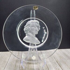 VTG Val St Lambert Luncheon Collectors Plate Intaglio Old Masters Van Dyck Round
